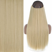 Synthetic No Clip Invisible Wire Hair Extensions Straight Natural Black