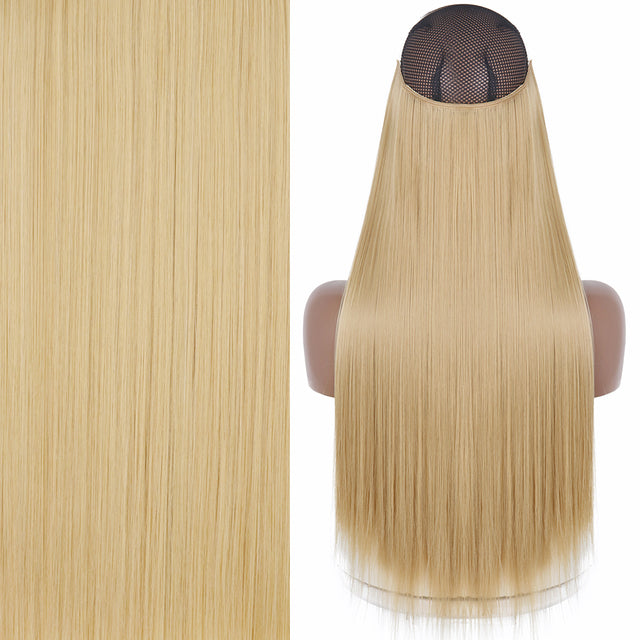 Synthetic No Clip Invisible Wire Hair Extensions Straight Natural Black