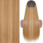 Synthetic No Clip Invisible Wire Hair Extensions Straight Natural Black