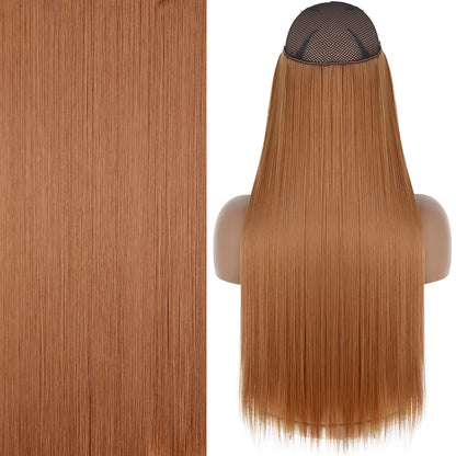 Synthetic No Clip Invisible Wire Hair Extensions Straight Natural Black