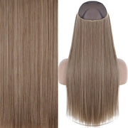 Synthetic No Clip Invisible Wire Hair Extensions Straight Natural Black