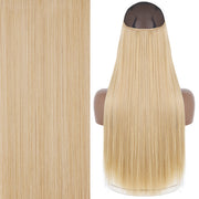 Synthetic No Clip Invisible Wire Hair Extensions Straight Natural Black