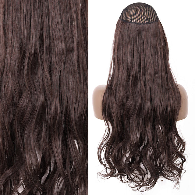 Synthetic No Clip Invisible Wire Hair Extensions Straight Natural Black