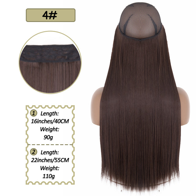 Synthetic No Clip Halo Hidden Hair Extension Ombre