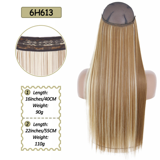 Synthetic No Clip Halo Hidden Hair Extension Ombre