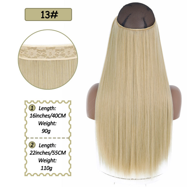 Synthetic No Clip Halo Hidden Hair Extension Ombre