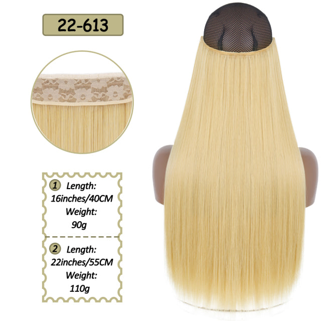 Synthetic No Clip Halo Hidden Hair Extension Ombre