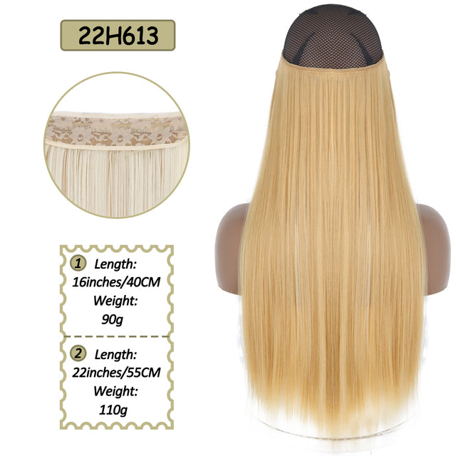 Synthetic No Clip Halo Hidden Hair Extension Ombre