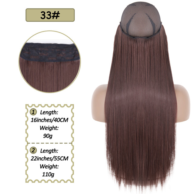 Synthetic No Clip Halo Hidden Hair Extension Ombre