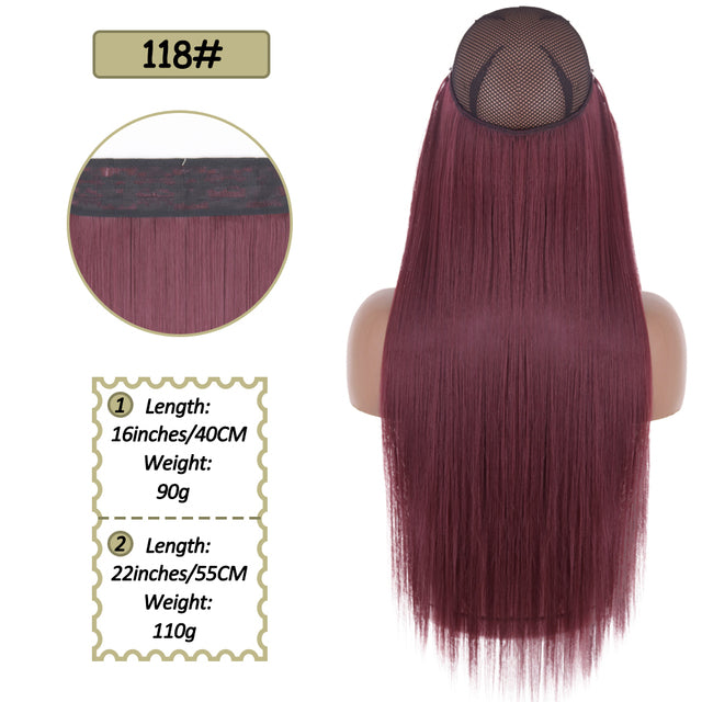 Synthetic No Clip Halo Hidden Hair Extension Ombre