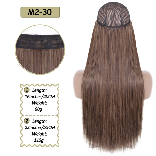 Synthetic No Clip Halo Hidden Hair Extension Ombre