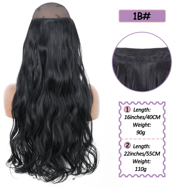 Synthetic No Clip Halo Hidden Hair Extension Ombre