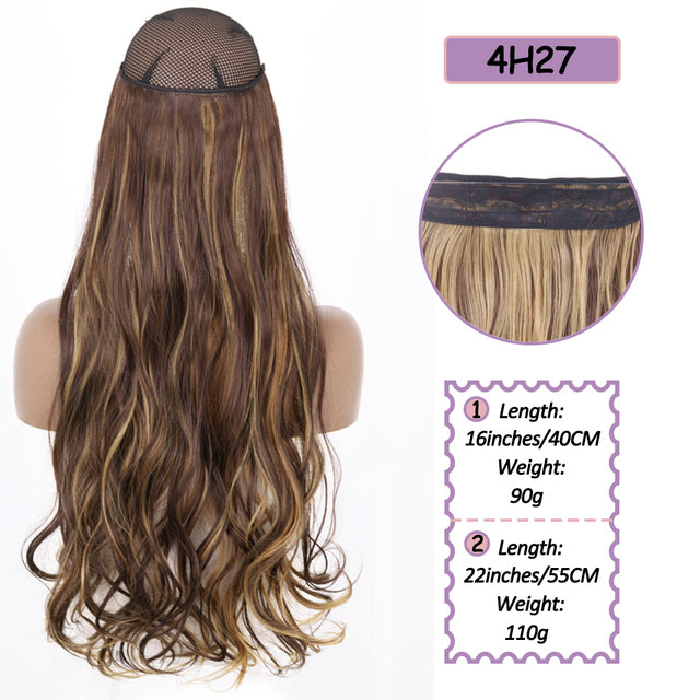 Synthetic No Clip Halo Hidden Hair Extension Ombre