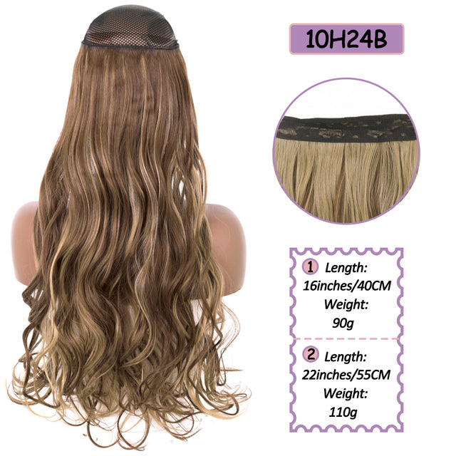 Synthetic No Clip Halo Hidden Hair Extension Ombre