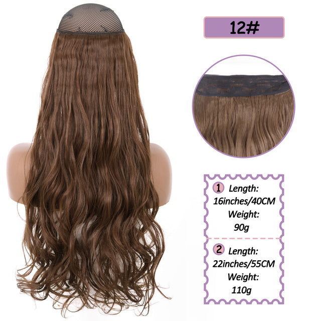 Synthetic No Clip Halo Hidden Hair Extension Ombre