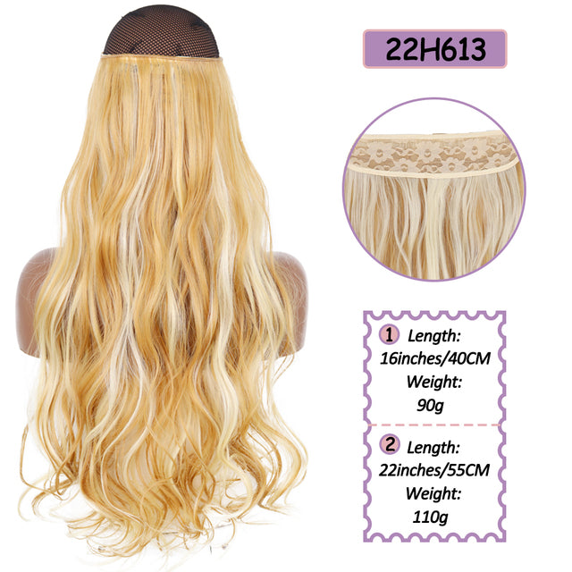 Synthetic No Clip Halo Hidden Hair Extension Ombre