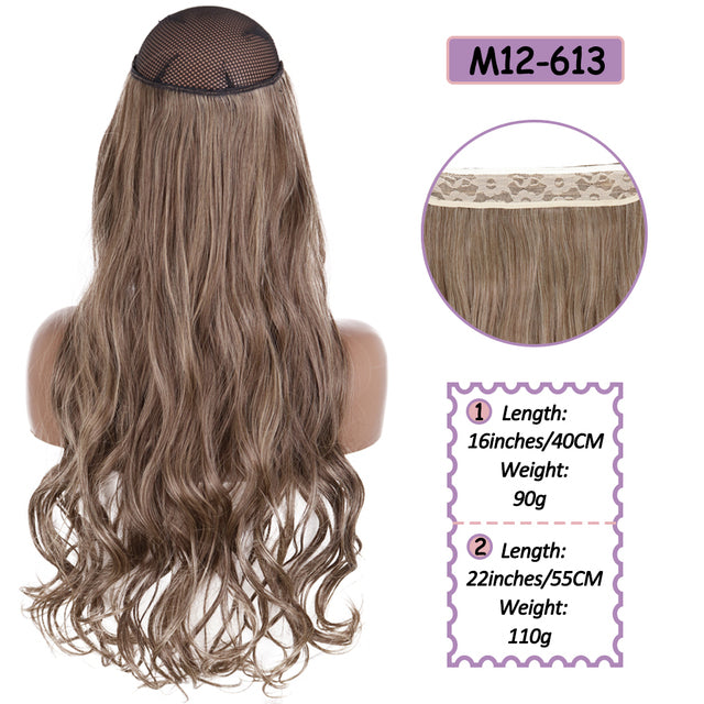 Synthetic No Clip Halo Hidden Hair Extension Ombre