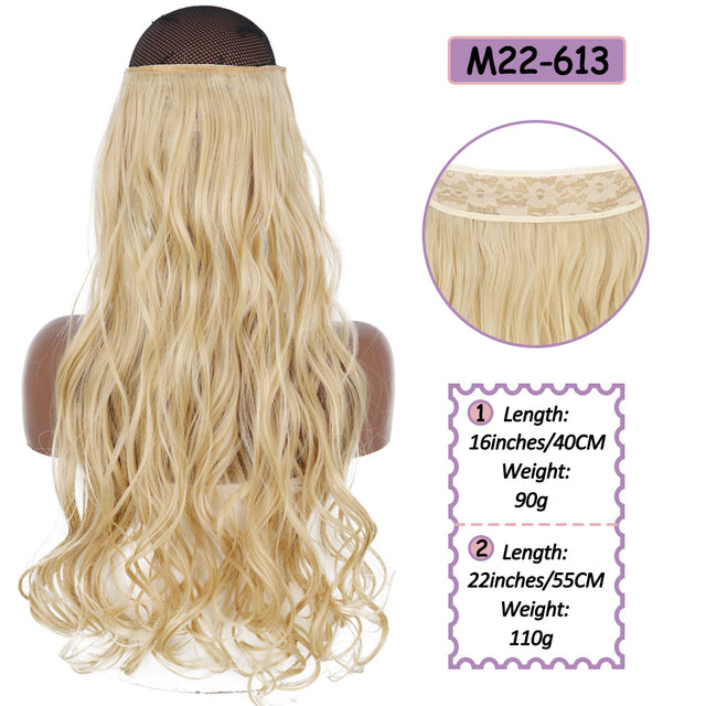 Synthetic No Clip Halo Hidden Hair Extension Ombre