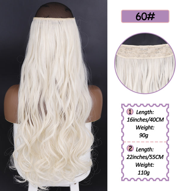 Synthetic No Clip Halo Hidden Hair Extension Ombre