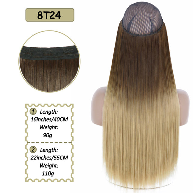 Synthetic No Clip Halo Hidden Hair Extension Ombre