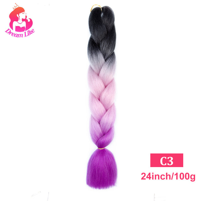 Dream Like 24 inch Ombre Color Synthetic Hair Braids Pre Stretched Wholesale