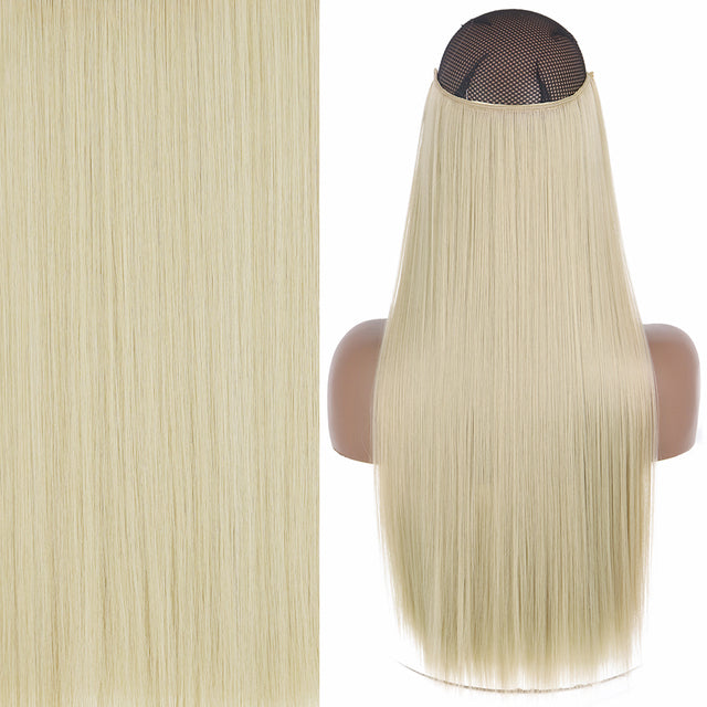 Synthetic No Clip Invisible Wire Hair Extensions Straight Natural Black