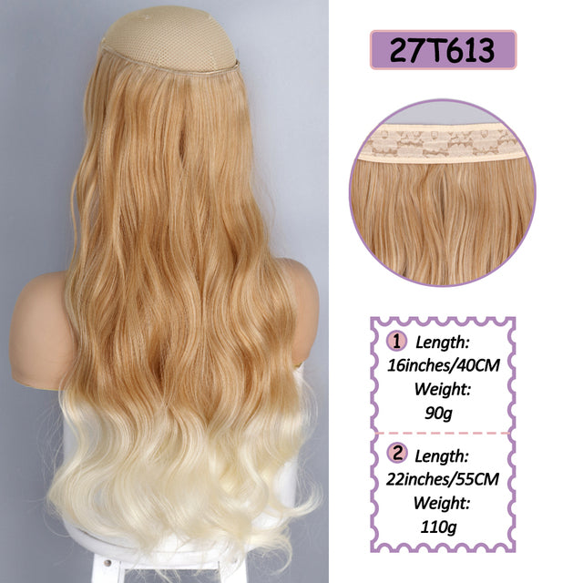 Synthetic No Clip Halo Hidden Hair Extension Ombre