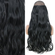 Synthetic No Clip Invisible Wire Hair Extensions Straight Natural Black