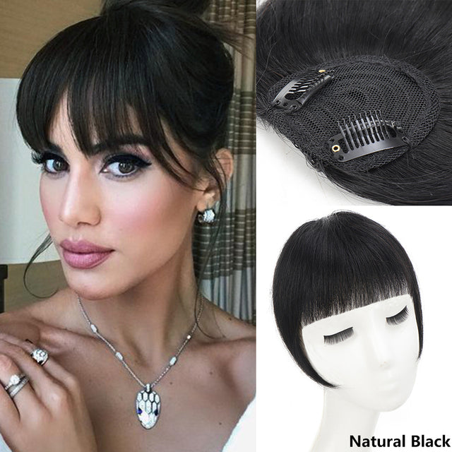 LUPU Synthetic Hair, Women&#39;s Bangs, Short Hair Clips, Natural Black, Solid Color