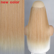 Synthetic No Clip Invisible Wire Hair Extensions Straight Natural Black