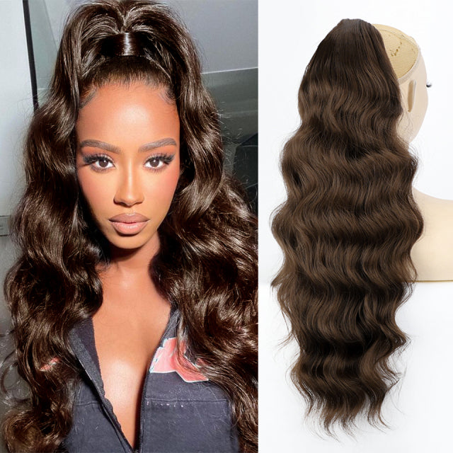 Vigorous Synthetic Long Body Wavy Drawstring Ponytail