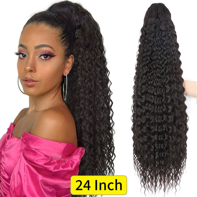 Vigorous Synthetic Long Body Wavy Drawstring Ponytail