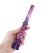 Foldable Comb Stainless Steel Practice Training Butterfly Knife Comb