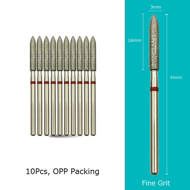 HYTOOS 10pcs/Set Nail Drill Bits Diamond Cutters