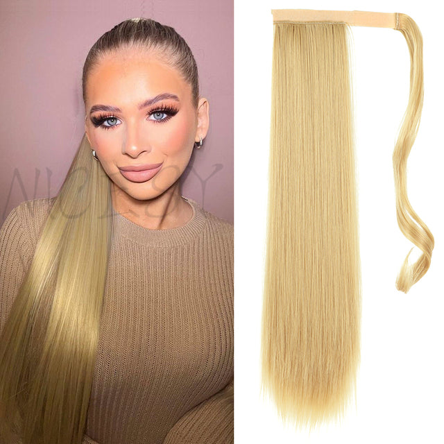 Synthetic Long Straight Ponytail Wrap Around Clip