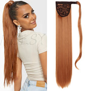 Synthetic Long Straight Ponytail Wrap Around Clip