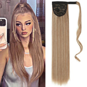 Synthetic Long Straight Ponytail Wrap Around Clip