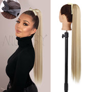 Synthetic Long Straight Ponytail Wrap Around Clip