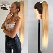 Synthetic Long Straight Ponytail Wrap Around Clip