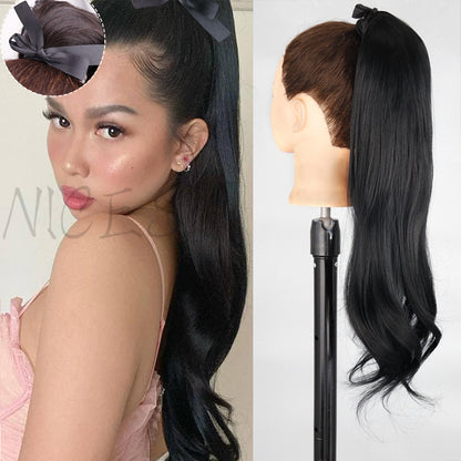 Synthetic Long Straight Ponytail Wrap Around Clip