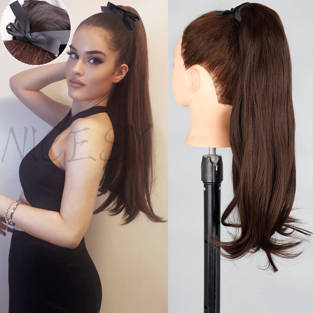 Synthetic Long Straight Ponytail Wrap Around Clip