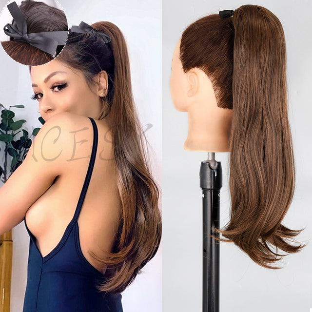 Synthetic Long Straight Ponytail Wrap Around Clip