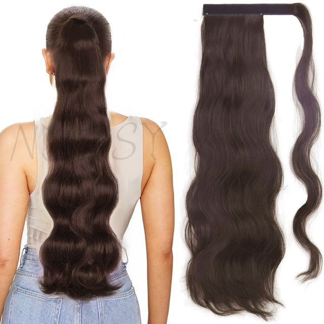 Synthetic Long Straight Ponytail Wrap Around Clip