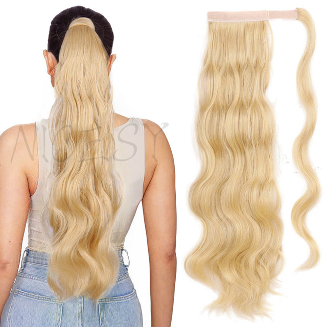 Synthetic Long Straight Ponytail Wrap Around Clip