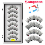 LEKOFO 8PCS 5 Magnets 3D Magnetic False Eyelashes Handmade Artificial Faux Cils Magnetic Natural Mink Eyelashes with Tweezers