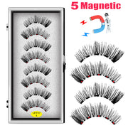 LEKOFO 8PCS 5 Magnets 3D Magnetic False Eyelashes Handmade Artificial Faux Cils Magnetic Natural Mink Eyelashes with Tweezers