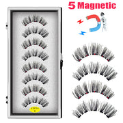 LEKOFO 8PCS 5 Magnets 3D Magnetic False Eyelashes Handmade Artificial Faux Cils Magnetic Natural Mink Eyelashes with Tweezers