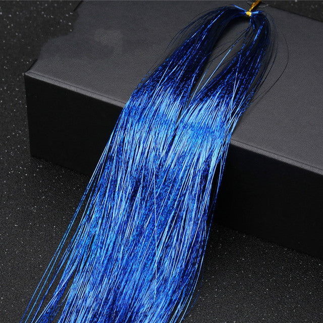 Sparkle Shiny Hair Tinsel Rainbow Silk Hair Extensions