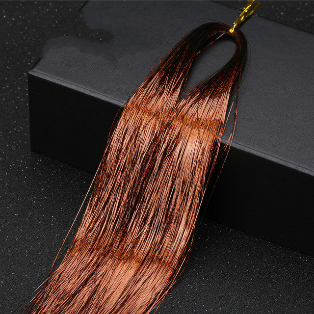 Sparkle Shiny Hair Tinsel Rainbow Silk Hair Extensions