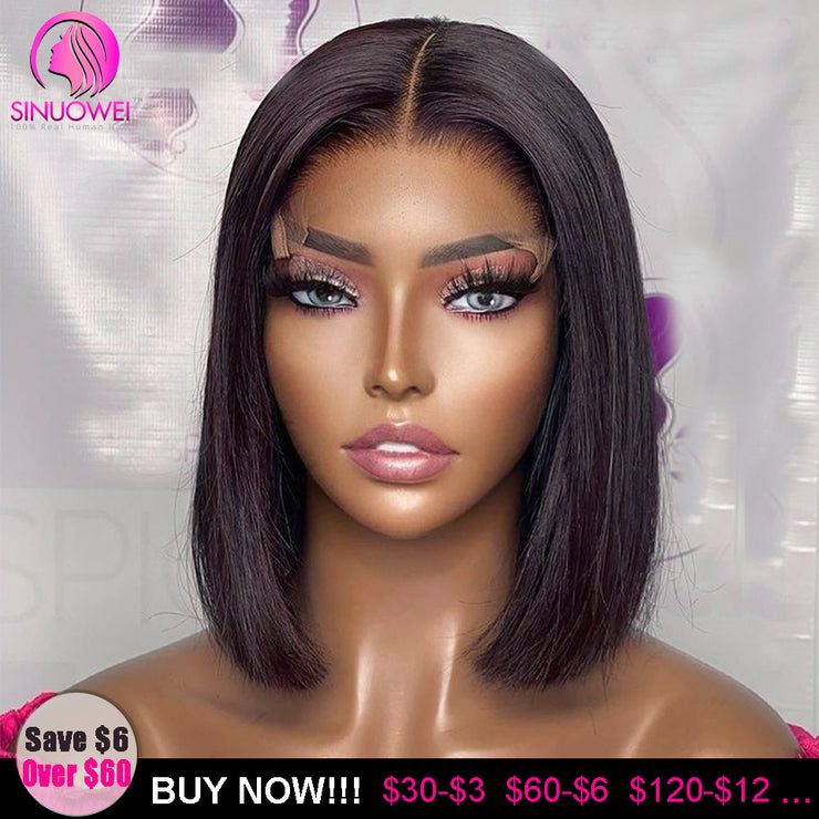 Sinuowei T Part Bob Lace Front Human Hair Wigs